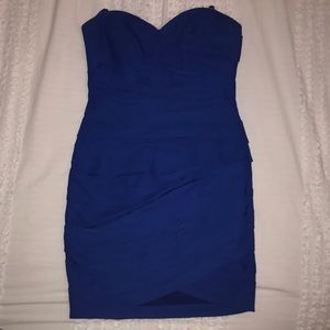 strapless little blue dress